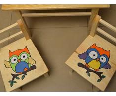 De muebles de para decorativo para de mesa con diseño de + 2 sillas madera de pino arte mano para niños de madera! Funda de almohada de! búho