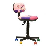 Bambo - Silla de escritorio infantil ergonómica, altura del asiento 42 cm-56 cm),altura del respaldo ajustable/giratorio 360 °/ruedas multicolor (ROSA/PURPURA)