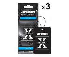 AREON X Ambientador Coche Olor New Car Colgante Colgar Perfume Original Negro Cartón Retrovisor Casa Oficina 2D (Pack de 3)