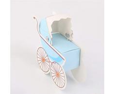 Teydhao 10 Piezas Creativo Cochecito de Bebé Boda Cajas de Caramelo Dulces Bombones Suministros de Boda Caja de Regalo para Fiestas Cumpleaños Bautizo - Azul
