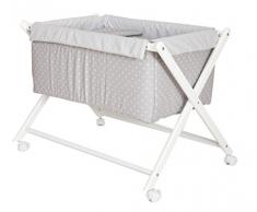 Minicuna Bebé Completa Gris topo Rosa Colchón Antiahogo