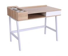 HOMCOM Mesa de Ordenador Escritorio de Computadora para Oficina Despacho Estudio con Cajón Estante Compartimientos de Almacenaje 100x55x81.5cm Madera y Metal