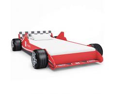 Festnight Cama Infantil con Forma de Coche de Carreras para Niños, Muebles para Dormitorio de Niños, 90x200 cm Roja
