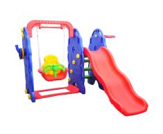 HOMCOM Columpio Infantil + Tobogan y Canasta Baloncesto Juguete Jardin Niños a Partir 3 años