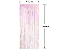 Paquete de 2 láminas malla metálica cortinas hoja del brillo puerta cortina decoración ventana para el banquete de boda de cumpleaños suministros 3.2ft*6.6ft (1m*2m) - Transparente Multicolor