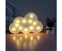 Lámpara LED de mesa y decorativa, de Xiyunte (VC067); luz blanca cálida, con diseño de lámpara 3D y alimentación por pilas, además de varios modos de iluminación (luna, estrellas y nubes)