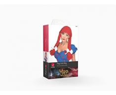 Smiffy's Smiffys-42233 Peluca de muñeca de trapo, trenzas con flequillo y lazos, color rojo, Tamaño único 42233