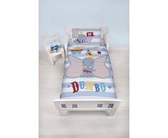 Dumbo - Juego de Cama con Funda de edredón y Funda de Almohada, Marca Oficial, para niños, con diseño de Circo a Rayas, Color Azul