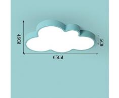 33W Lámpara de techo regulable LED Ultra-delgado 5 cm Nubes creativas Habitación para niños Lámpara de techo Lámpara de dormitorio Lámpara de atenuación 65 cm * 46 cm * 5 cm, Azul
