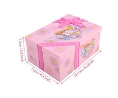 FTVOGUE Caja de música para niños con Caja de música para niños de Dibujos Animados, Rosa, Espejo, Almacenamiento, Estuche de plástico con Princesa del Baile