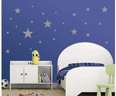 PREMYO 25 Estrellas Pegatinas Pared Infantil - Vinilos Decorativos Habitación Bebé Niños - Fácil de Poner Gris