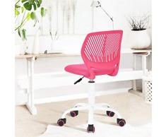 Aingoo Silla de Escritorio para niños Silla para niños Silla giratoria para niños Silla giratoria para niños Silla ergonómica Ajustable en Altura para niñas Niños Youth Resilient 100KG Rosa
