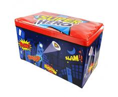 Zizzi - Niños infantil almacenaje grande juguete caja chicos chicas libros pecho ropa asiento taburete shopmonk (super héroe)