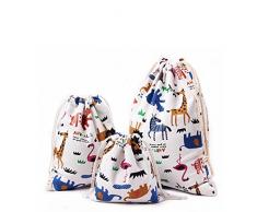 3 unidades bolsas algodón con cuerda organizadore para bebé ropa juguete pañale