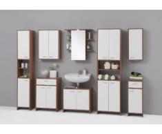 FMD Madrid 1 Armario Suspendido, Madera, Nogal Oscuro y Blanco, 32.5x18.5x72 cm