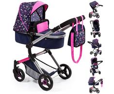 Bayer Design-Cochecito de Muñeca Neo Vario con Bolso Cambiador, Convertible, Plegable, Color Azul, con diseño de corazón y Sirena (18417AA)