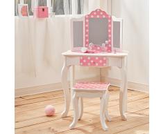 Mesa de Tocador Rosa de Madera con Espejo y Taburete de Teamson Kids TD-11670F