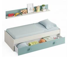 Miroytengo Cama Nido con Estante Color Verde y Blanco para somier 90x190 cm Cama para Dormitorio Infantil o Juvenil Version Mejorada 0J7446Y