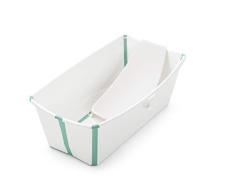STOKKE® Flexi Bath® - Bañera bebé plegable con asiento para recién nacidos │ Piscina portátil para niños hasta los 4 años - Color: White Aqua