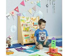 SONGMICS Estantería Infantil, Estantería para niños, con 4 Estantes para Libros y Juguetes, Ideal para Habitaciones Infantiles, guardería, Madera de Arce GKR71YL