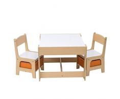 WOLTU 3 uds. Grupo de Asientos para Niños Mesa y 2 Sillas con Espacio de Almacenamiento para Juegos de Niños en Edad Preescolar Muebles para Niños SG002