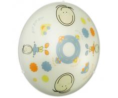 Eglo 88972 Junior 2 - Lámpara de techo infantil (2 casquillos E27, 60 W, 39,5 cm de diámetro, acero, bombillas no incluidas), diseño especial para niños, color blanco y azul