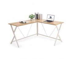 SONGMICS Escritorio de Computadora en Forma de L, Mesa de Ordenador Moderno y Sencillo, Mesa Esquinera para Casa, Oficina, Color Nogal LWD70WN
