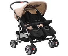 UnfadeMemory Silla Gemelar para Bebés,Carrito Gemelar,Cochecito Gemelos Doble,Respaldo Ajustable en 3 Posiciones,con Ruedas Bloqueables,Adecuado para Niños de 6-36 Meses (Gris Taupe y Negro)