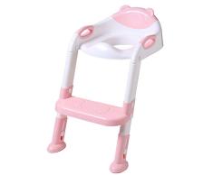 DoubleBlack Orinal Adaptador Asiento Plegable WC con Escalera Niños Reductor Bebe Rosa