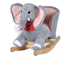 vidaXL Elefante Balancín para Niño Pequeño Gris Felpa Mecedora Animal de Bebé