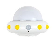 Heimdall UFO Luz nocturna Leuchten para niños Luz nocturna LED Lámpara de mesa & Noche Mesa Lámpara Pared con detector de movimiento Sensor de luz lámpara blanco Weiß