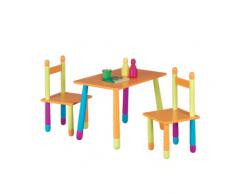Zeller 13455 Color - Juego de mesa y sillas infantiles (tablero DM, 3 piezas, mesa: 40 x 60 x 42 cm, sillas: 28 x 28 x 53 cm)