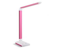 DECKEY Lámpara LED de mesa Lámparas de escritorio Plegable 10W Lampara de Trabajo 4 Niveles de brillo y Interruptor táctil Cuidado del los Ojos para Leer Estudiar Trabajar y Relajarse Rosa