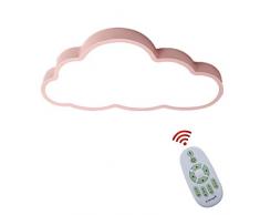 Plafón luz de techo LED Regulable con control remoto, ultrafino 5 cm de espesor, diseño de Nubes lámpara de techo para niños, lámpara de habitación, (atenuación continua, Borde rosa (50 * 28 cm) 36 W)