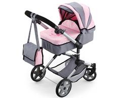 Bayer Design- Pram Cochecito de muñeca, Combi Neo Pro, Color Gris, Rosa, 84 x 43 x 72 cm (18508AA)