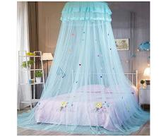 Mosquitera Princesa Decoración La Cama Protección Contra Insectos para Niños Mosquitera Dosel Colgante Redondo para Camas Individuales Y Dobles(Altura :2.7M) Azul