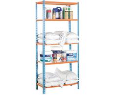 SimonRack SI455 Kit Estantería con 5 Estantes, Azul, Naranja y Madera