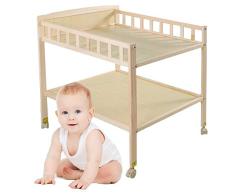 Bañera Cambiador Bebé Mesa de Pañales de Madera para Bebés con Ruedas, Estación de Baño Universal Multifunción para Bebés de 0 A 36 Meses, Admite Hasta 50 Kg