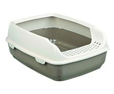Trixie Bandeja Higiénica Arenero Gatos - Bandeja Sanitaria Gatera Arenero Caja De Arena con Borde Delio 35×20×48 cm, Gris Crema