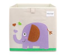 Valleycomfy - Caja de almacenaje de juguetes para niños, cubo plegable de dibujos animados, organizador, cesta para ropa de armario, zapatos, juguetes y puntos, 33 x 33 x 33 cm beige elefante