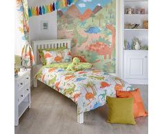 Dinosaur Boys único Cama de Matrimonio Juego de Funda de edredón y Funda de Almohada Infantil, diseño de T-Rex Dino, Color Verde
