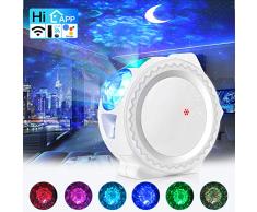 Proyector LED de cielo estrellado,ESHUNQI Luna estrella y Onda de Agua Lámpara de proyector de luz nocturna con Sonido Activado y Modo inalámbrico,Para Fiesta decoraciones de cumpleaños,Niños, Navidad