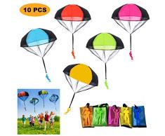 SUPRBIRD Juguete de Paracaídas, 10 Piezas Juguete Paracaídas Set, Mano Que Lanza el Juguete del Paracaidista, Muy Buenos Juguetes al Aire Libre para niños, ¡Dale más Felicidad a tu Hijo