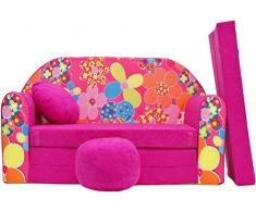 Sofá-cama infantil con reposapies, reposabrazos y almohada gratis (H12)