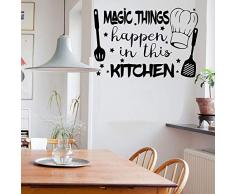 Docliick® Vinilo de pared decorativo frase Inglés "MAGIC THINGS",wall quote art sticker decal for home , Wall Stickers, Art Sticker Decal Mural, Wall Decal Sticker, Stick Removable DC-18026-M (Vinilo de corte, 90x60cm)