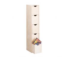 Zeller 13195 - Cajonera de Abedul con 5 cajones, 21 x 16 x 86 cm, Color Natural