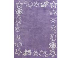 Aratextil. Alfombra Infantil 100% Algodón lavable en lavadora Colección Prado lila 120x160 cms