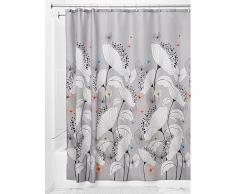 InterDesign Alice Cortina de baño | Cortina para bañera o plato de ducha, 183 x 183 cm | Preciosa cortina de ducha con estampado floral y mariposas| Poliéster gris/pastel