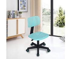 FurnitureR Home Office Silla de Escritorio Respaldo Mediano Giratoria Ajustable Ajustable para Niños Estudio, TURQUESA