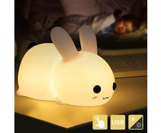 Luz nocturna LED para niños, lámpara de noche con interruptor táctil, portátil, de silicona, luz nocturna para habitación de bebé, dormitorio, sala, camping, picnic, luz blanca cálida